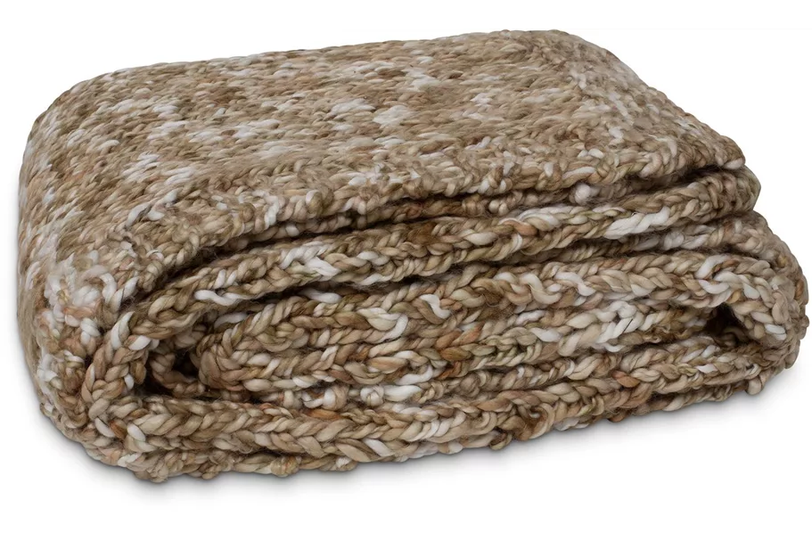 Acrylic Knitted Throw (with filler) 130x170cm beige