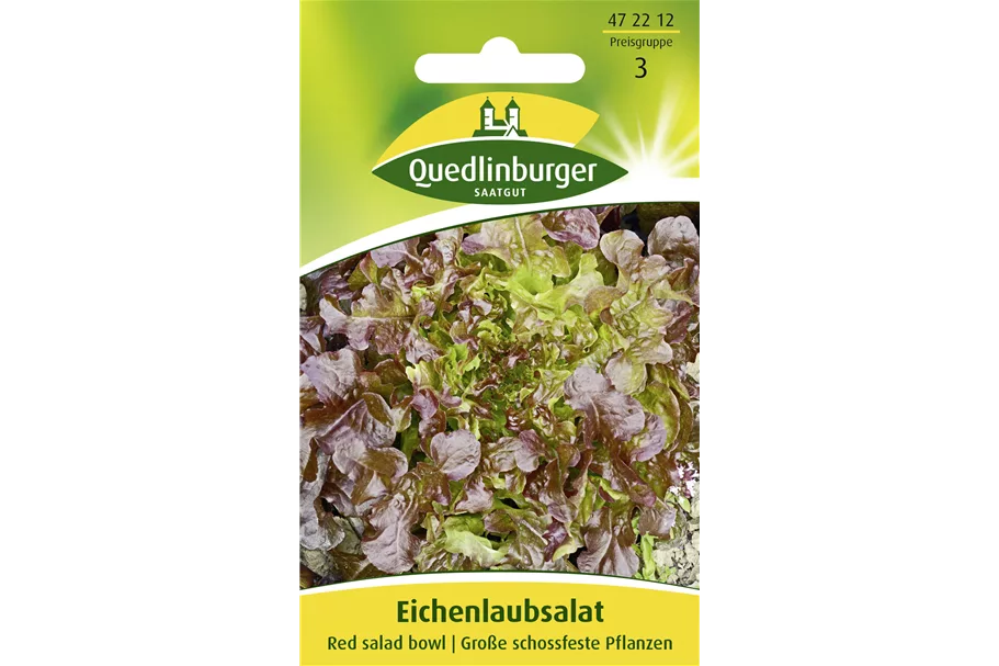 Eichblattsalatsamen 'Red Salad Bowl' Packungsinhalt reicht für ca. 500 Pflanzen