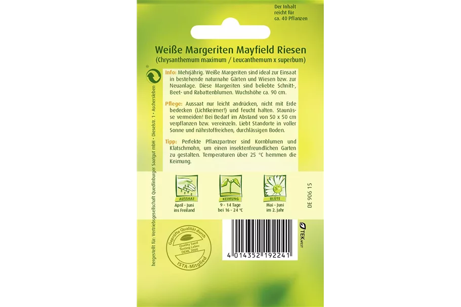 Großblumige Margerite-Samen 'Mayfield Riesen' Portion