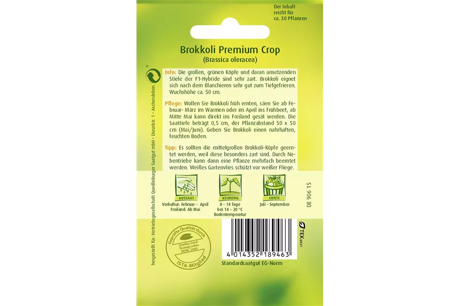 Broccolisamen 'Premium Crop F1' Packungsinhalt reicht für ca. 30 Pflanzen