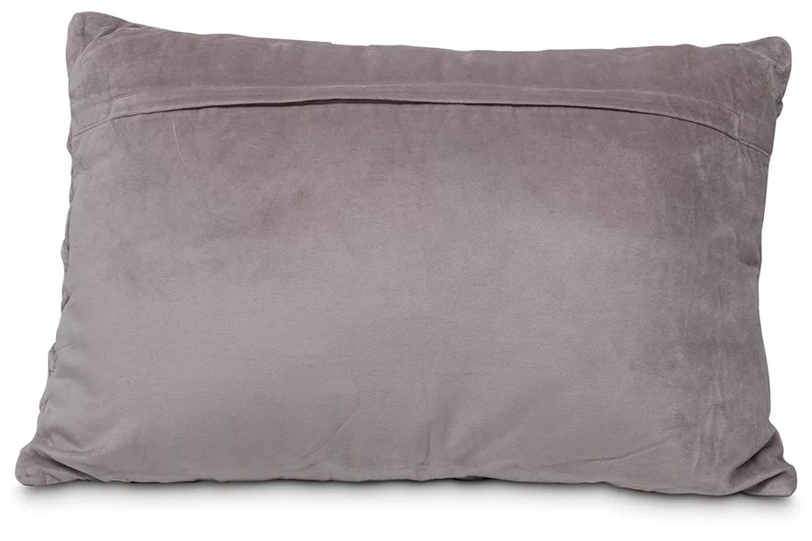 MADELEINE - Ribbed Cotton Velvet Diamond Pattern Pillow 40x60 cm, light grey