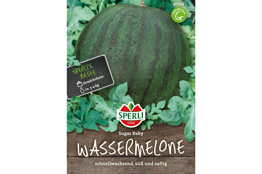 Kompakte Wassermelone 'Sugar Baby' Inhalt reicht für ca. 10 Pflanzen