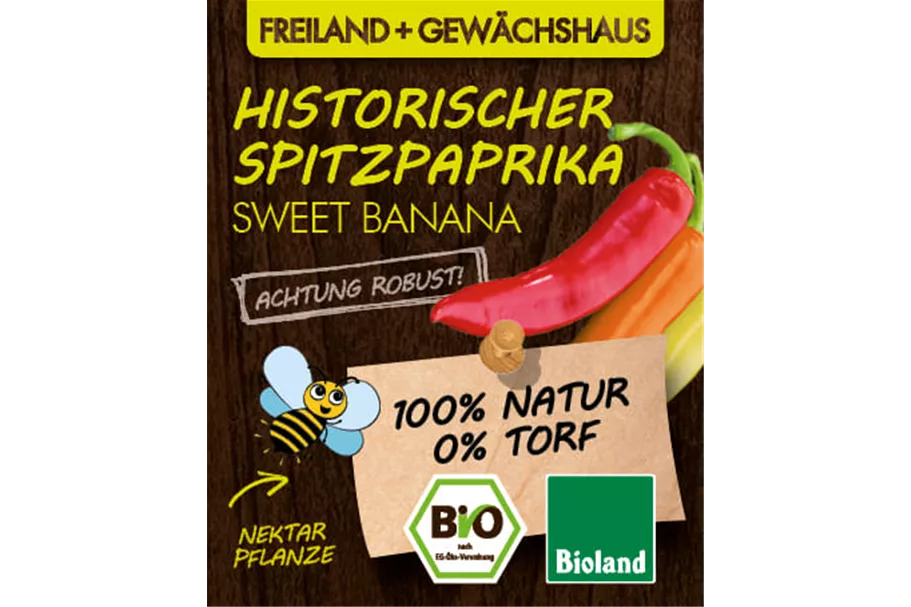 Bio Historischer Spitzpaprika 'Sweet Banana' 12 cm Topf