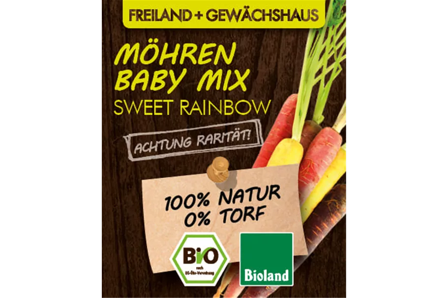Bio Möhren Baby-Mix 'Sweet Rainbow' 12 cm Topf