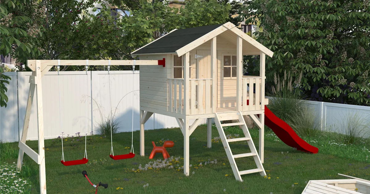 Spielhaus TOBY Set mit Schaukel und Rutsche online kaufen bei Olerum