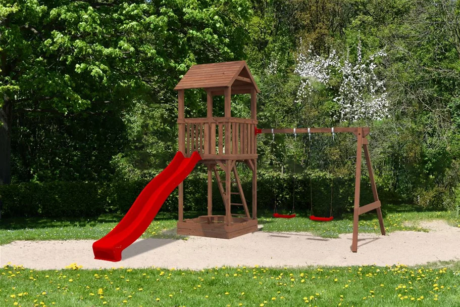 Spielturm mit Schaukel und Rutsche online kaufen bei Olerum