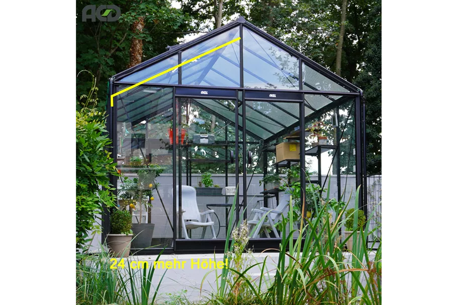 Gewächshaus - Extra Hoch - R3 XH R304 Extra Hoch BLACK, Länge 2,98 m, 1 Fenster, 9,12 m²
