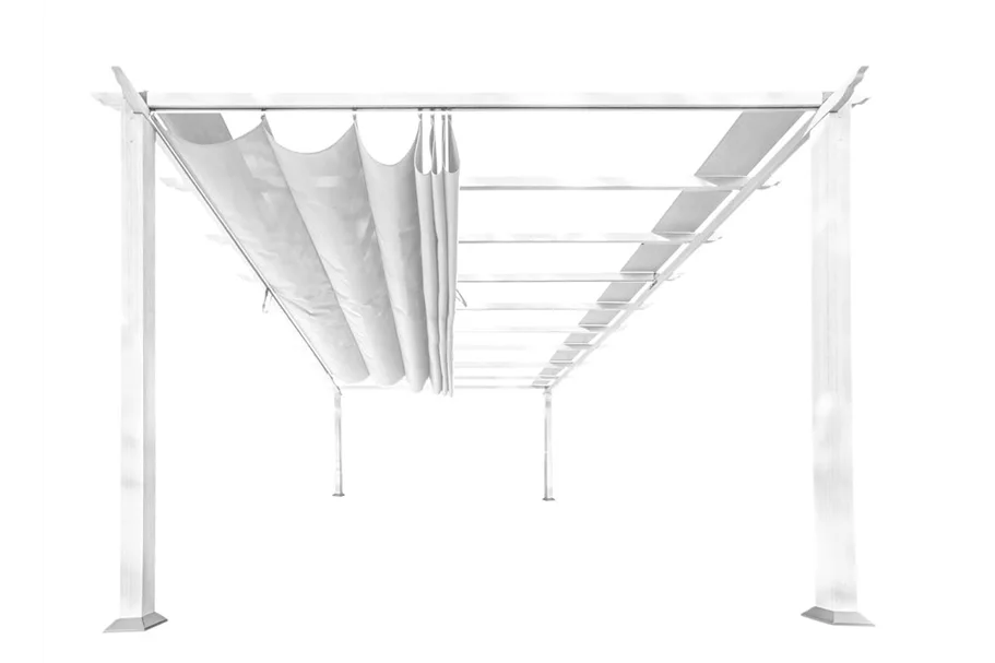 Pergola/ Pavillon Aluminium Florenz 11.16-Holzoptik-weiß in edlem Weiß