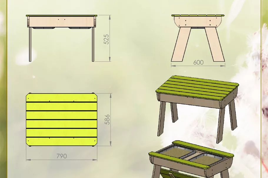 Garten Holz-Tisch für Kinder ohne Bänke 1 Stück