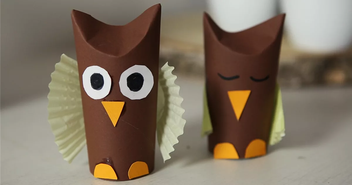 Eulen aus Papierrollen basteln | Olerum