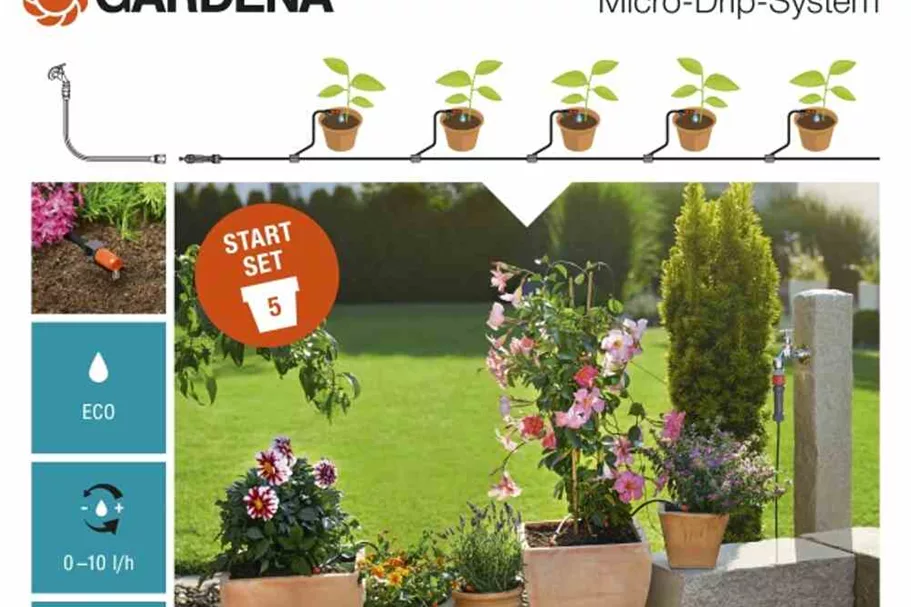 Gardena Bewässerungsset Micro-Drip für 5 Pflanztöpfe Gr. S G83534