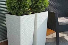 Siena Garden Pflanzkübel Nizza, eckig, 25x25x46,5 cm Rillenoptik in weiß Kunststoff K07027