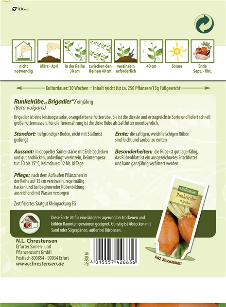 Futterrüben BRIGADIER 250 g Runkelrübe Rüben Futterpflanzen Saatgut 