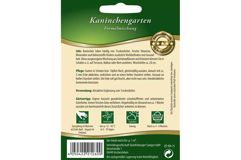 Kaninchengarten-Samen Packungsinhalt reicht für ca. 1 qm