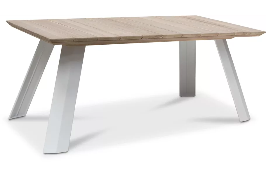 BALI Gartentisch 180x90/76 cm, Teak vintage-grau/matt-weiß