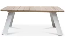 BALI Gartentisch 180x90/76 cm, Teak vintage-grau/matt-weiß