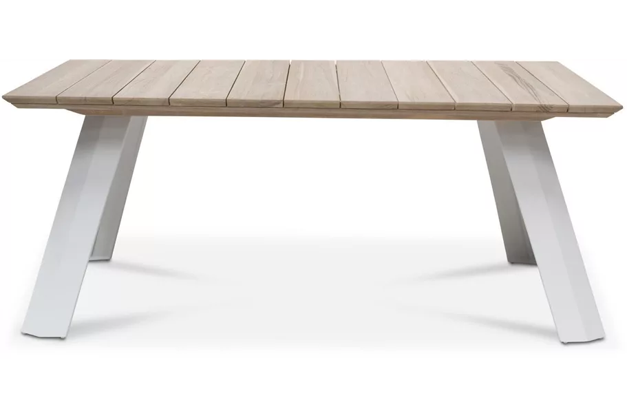 BALI Gartentisch 180x90/76 cm, Teak vintage-grau/matt-weiß