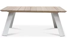 BALI Gartentisch 180x90/76 cm, Teak vintage-grau/matt-weiß