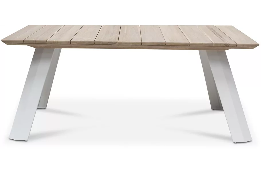 BALI Gartentisch 180x90/76 cm, Teak vintage-grau/matt-weiß