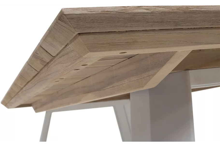 BALI Gartentisch 180x90/76 cm, Teak vintage-grau/matt-weiß