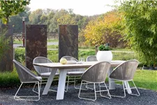 BALI Gartentisch 210x100/76 cm, Teak natur/matt-weiß