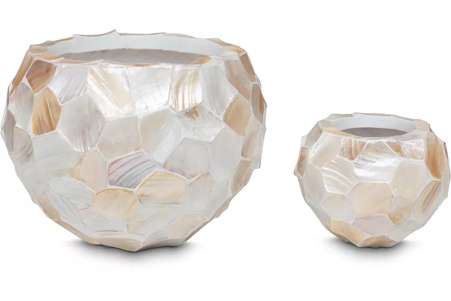 MUSCHEL Pflanzgefäß Ø 20,8/16 cm, Perlmutt weiß