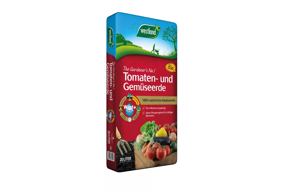 Westland Tomaten- und Gemüseerde 20 l torfreduzierte Bio-Erde für alle Wachstumsphasen