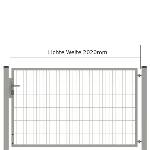 Drehflügeltor SOLID Versa Zink Silbergrau Torbreite 2,00m (verschiedene Höhen) - Höhe: frei wählbar von 0,83m bis 1,83m Drehflügeltor SOLID Versa Zink Silbergrau Torbreite 2,00m (verschiedene Höhen) - Höhe: frei wählbar von 0,83m bis 1,83m