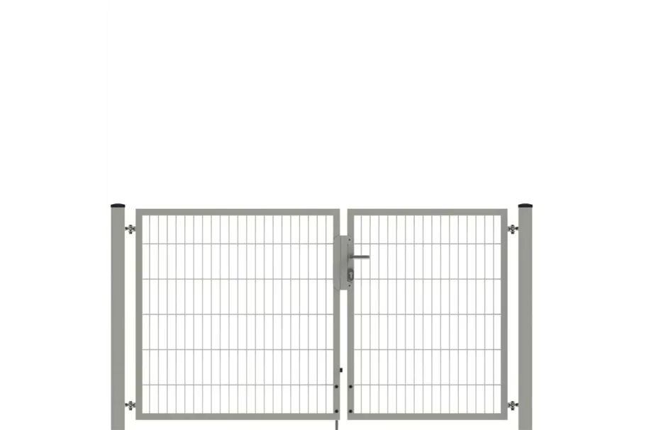 Drehflügeltor SOLID Versa 2 flg. Zink Silbergrau Torbreite 2,25m Asymmetrisch (verschiedene Höhen) 0,83m