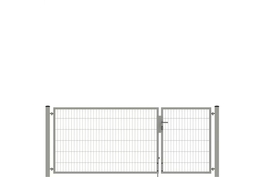 Drehflügeltor SOLID Versa 2 flg. Zink Silbergrau Torbreite 3,00m Asymmetrisch (verschiedene Höhen) 0,83m