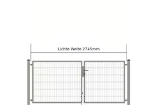 Drehflügeltor SOLID Versa 2 flg. Zink Silbergrau Torbreite 2,75m Asymmetrisch (verschiedene Höhen) 0,83m