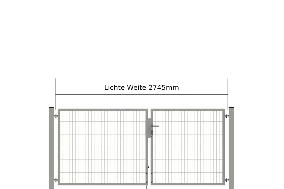 Drehflügeltor SOLID Versa 2 flg. Zink Silbergrau Torbreite 2,75m Asymmetrisch (verschiedene Höhen) 0,83m