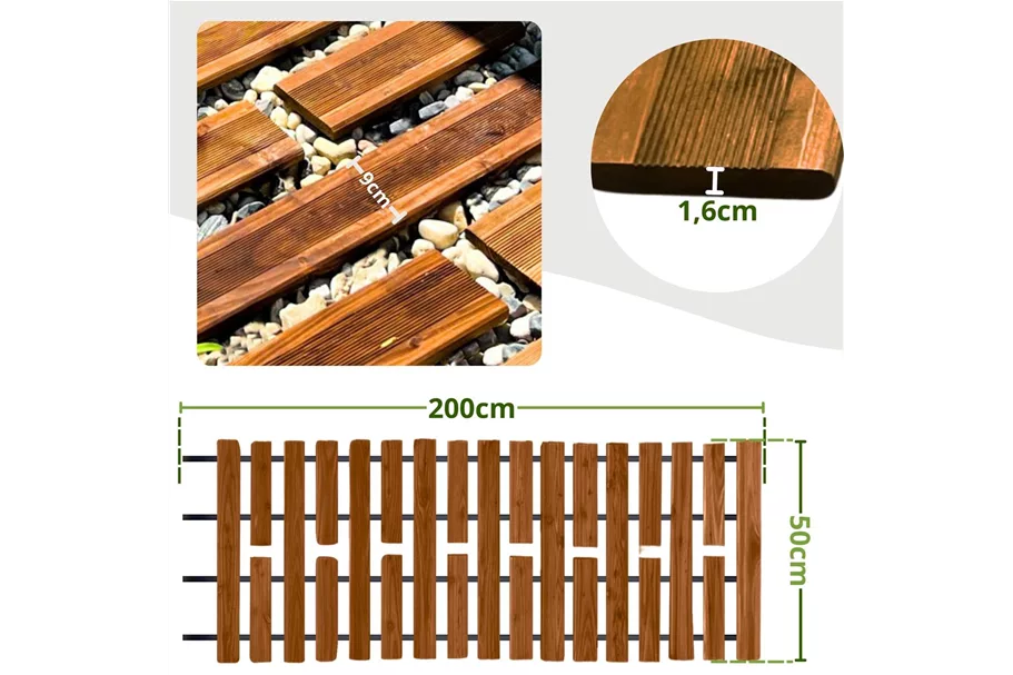 Rollweg, Gartenweg, Holzweg aus Lärche 50 cm Unbehandelt Länge: 2 m Breite: 50 cm