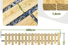 Rollweg, Gartenweg, Holzweg aus Lärche Braun Länge: 2 m Breite: 50 cm