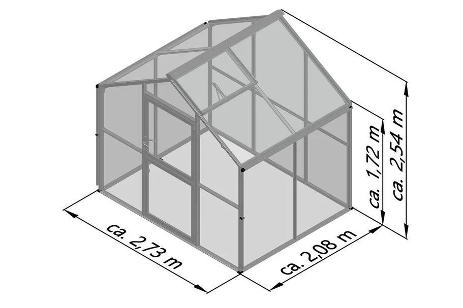 KGT Gewächshaus Novum Novum II, HKP, Aluminium blank