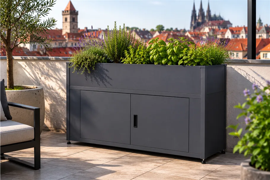 Stahl-Hochbeet mit Unterschrank L-Space (LxBxH) 159 x 51 x 86 cm