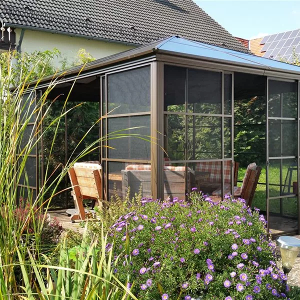 Pavillon Aluminium Castel 12.14 - 4.27 x 3.62 m inkl. Sonnen-und Moskitoschutz Pavillon Aluminium Castel 12.14 - 4.27 x 3.62 m inkl. Sonnen-und Moskitoschutz