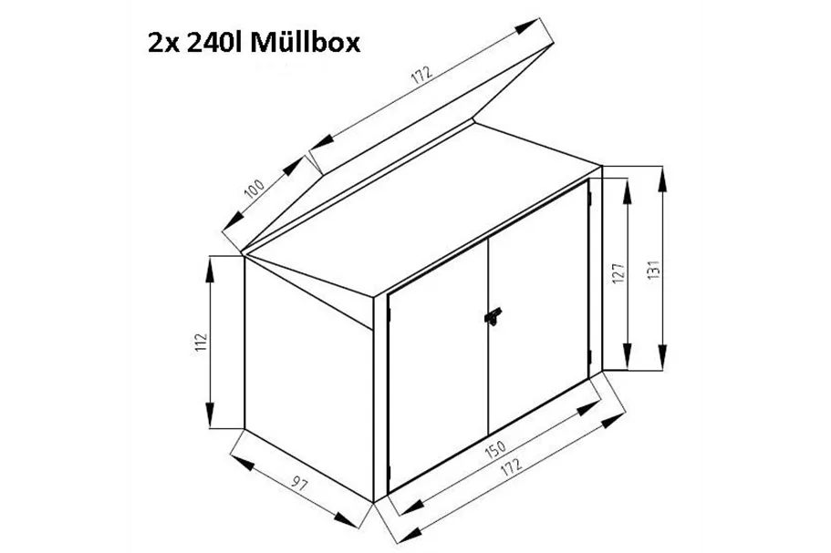 Mülltonnenbox aus Stahl 2-er